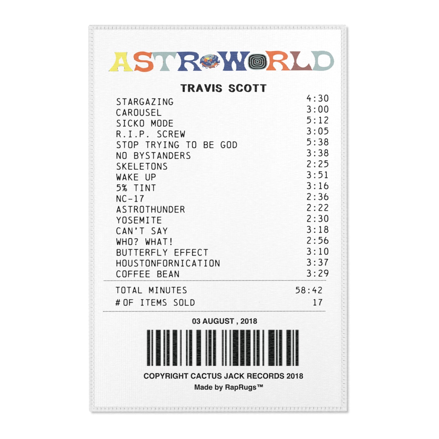 Astroworld Receipt Rug